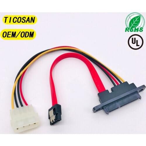 10PCS SATA 7+15P 22pin to LOCK SATA 7P 90°/BIG 4P CABLE supply SATA HDD hard drive high speed computer data power cable