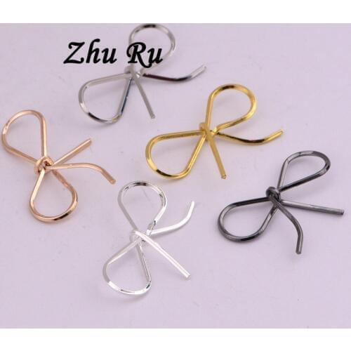 10pcs ZHU RU 22.5*13.5mm Hole Copper wire bow pendant Handmade Charm Pendant Ornament Holiday Decoration DIY Jewelry Findings