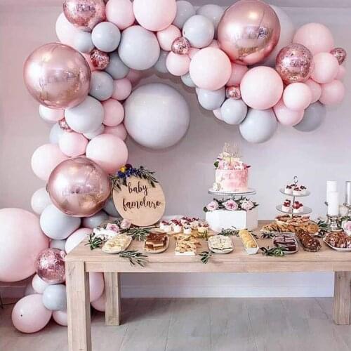 169Pcs/Set Pink Gray Balloon Garland Arch Kit 4D Rose Gold Confetti Balloons for Wedding Birthday Party Baby Shower Decoration