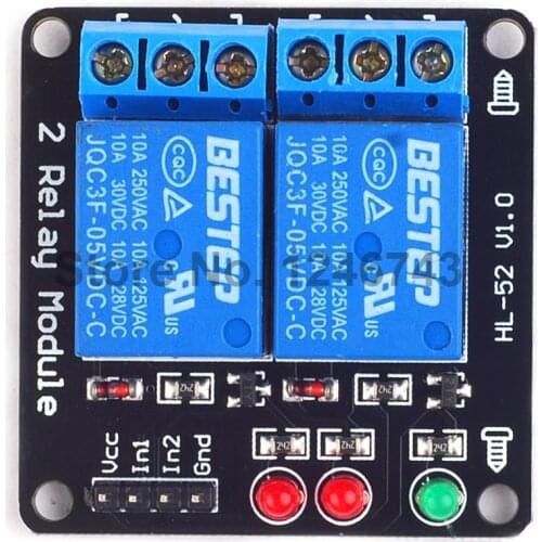 5pcs Black 2 Channel Relay Module 5V lamp Low level for SCM Household Appliance Control Arduino PIC