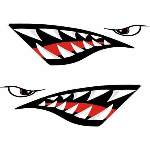 2 Pcs Hot Sell DIY Shark Mouth Teeth Cartoon Decal Waterproof Car Stickers Creative Graffiti Motorcycle SUV Car/Boat Stickers