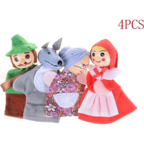 4PCS/Set Doll Kids Children Baby Educational Toys Fairy Tale Little Red Riding Hood Finger Puppets Storytelling New