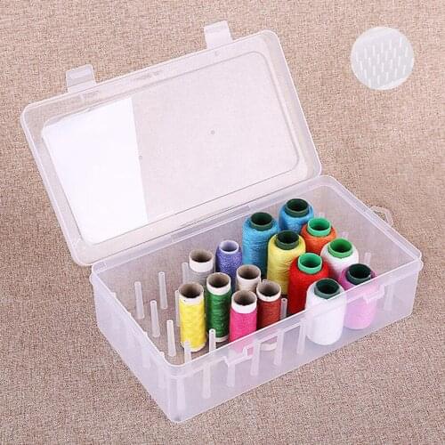Large Transparent Sew Threads Box Container Case Holder 42 Spools Pole with Support Poles for Sew Threads Storage Household Tool