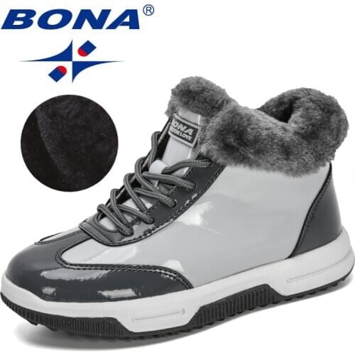 BONA 2020 New Designers Plush High Top Children Winter Boots Outdoor Snow Boots Kids Anti-Slip Sneakers Sport Fashion Footwear