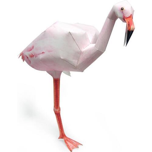 Flamingo Bird Paper Model Realistic Animal Mini Cute Fold 3D Papercraft DIY Kids Adult Handmade Construction Craft Toys WE-031