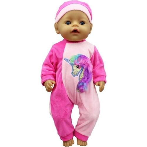 18 inch 43cm Born New Baby Doll Clothes Accessories Unicorn One Piece Raincoat Clothes For Baby Birthday Gift