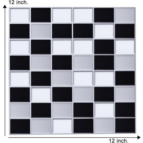 Black Square Mosaic Wall Sticker Vinyl Strong Adhesive Waterproof Wall Tiles Peel And Stick Wall Stickers