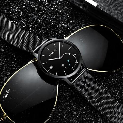 CRRJU Men Watches Luxury Business Quartz Watch Minimalist Men Ultra Thin Stainless Steel Mesh Belt Clock Man Gift reloj hombre