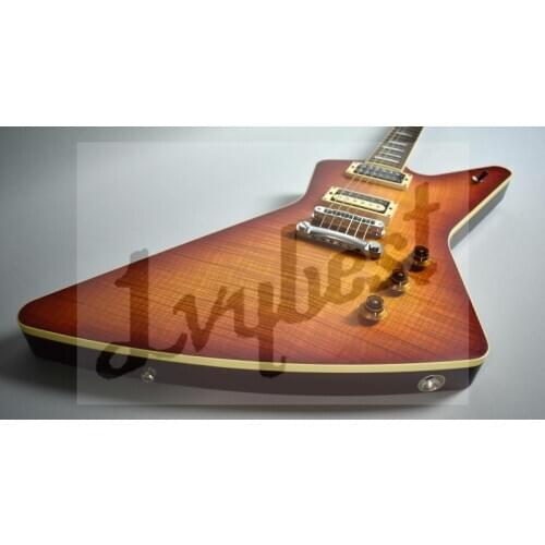 Lvybest electric guitar Customized body&headstock shape. rosewood fingerboard,vintage cream color binding,cherry burst flame top