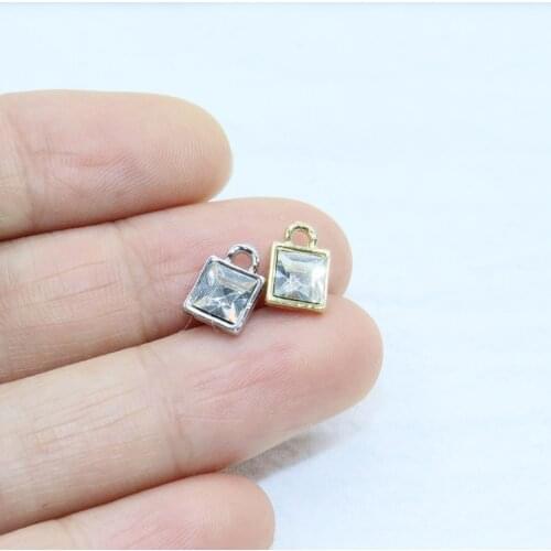 Eruifa 10pcs 8mm Rectangle Rhinestone Coin Zinc Alloy Necklace,Earring Bracelet Jewelry DIY Handmade 3 Colors