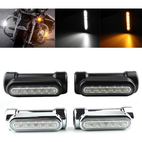 FADUIES Black/Chrome Motorcycle LED Highway Bar Switchback Driving Light/turn signal light For Harley bike Touring Victory