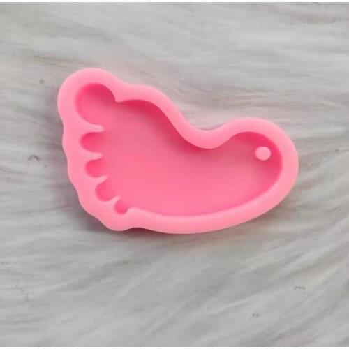 Handmade Baby Footprint Keychain Mold DIY Footmark Keychain Pendant Silicone Resin Casting Molds Jewelry Making Tools