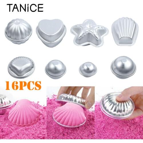 TANiCE 16pcs Muti Shape DIY Bath Bomb Candle Molds Moulds Aluminum Flower Shell Heart Shape for DIY Homemade Soap Crafting Gifts