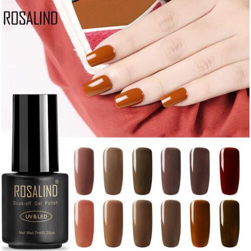ROSALIND Brown Series Gel 1PCS Acrylic Polish For Nail Art Beauty Soak Off Flavorless Semi Permanent Varnish Primer Lacquer