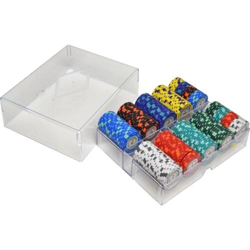 2018 Hot 200pcs/set Casino Taxes Hold'em Poker Chips Sets With Acrylic Case ABS/Clay/Ceramic Metal Mahjong Coins