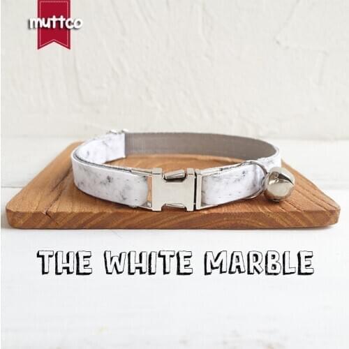 MUTTCO Retailing self-design personalized cat collars handmade collar THE WHITE MARBLE 2 sizes UCC085