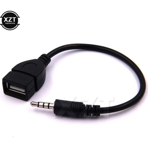3.5mm Male Audio AUX Jack to USB 2.0 Type A Female OTG Converter Adapter Cable for Car MP3