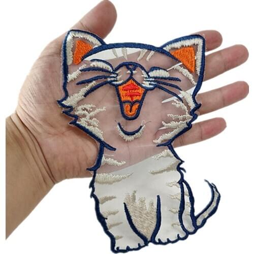 Large Cat Embroidery Lace Patch Biker Badge Christmas Gift Deal With It Patches for Clothing Strange Things Diy Clothes Stickers