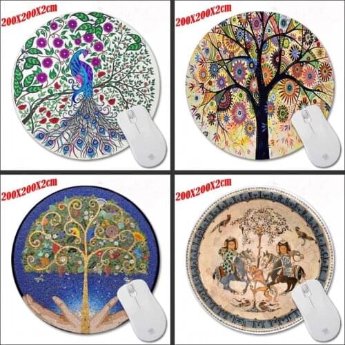 200*200*2mm Tree of life Top Selling Customized Non-Slip Rubber 3D Printing Gaming Durable Notebook Round mouse pad