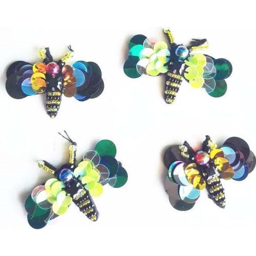 10pcs/lot Fashion New Colorful Sequins Beads Bee Patches for Exquisite clothing DIY accessories for Shoes Socks Bags