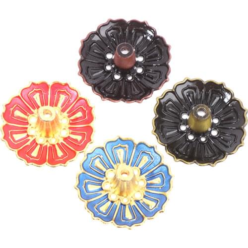 9-Hole Lotus Incense Holder Flower Copper Censer Plate for Sticks Cone Decor
