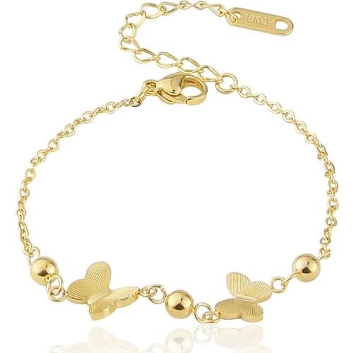Fashion New Style Steel Ball Spacer Size Butterfly Bracelet Woman Bracelet Jewelry Love Gift Wholesale B-1