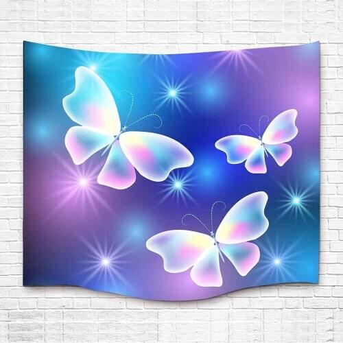 Simsant Colorful Butterfly Tapestry mandala lotus Flower Sea Wave Art Wall Hanging Tapestries for Living Room Home Decor