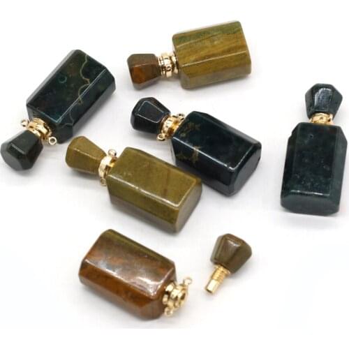 Natural Semi-precious Stones Perfume Bottle Pendant Exquisite Semi-Precious for Jewelry Making Charms DIY Necklace Accessory