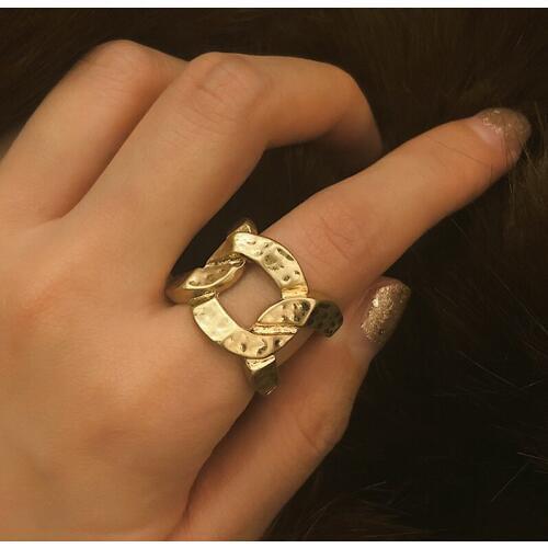 New Vintage Geometric Wide Double Circles Rings for Women Man Simple Gold Color Hollow Twisted Knuckle Finger Midi Rings Jewelry