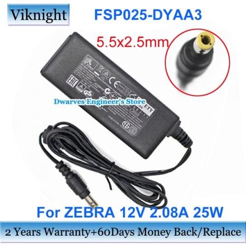 Genuine For Zebra FSP025-DYAA3 P1029871 AC Adapter 12V 2.08A 5.5x2.5mm Printer Charger Power Supply 25W