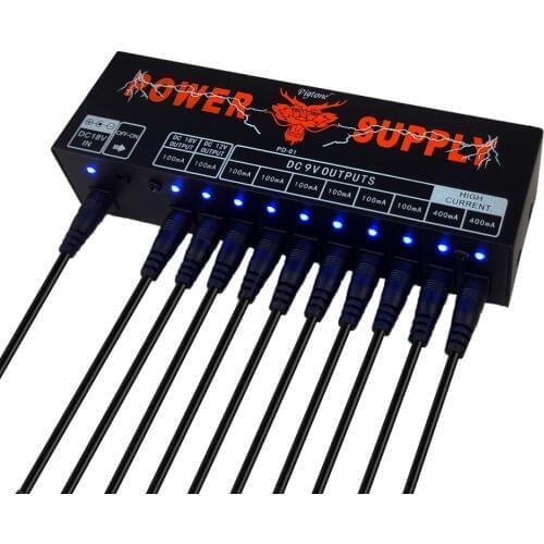 Pigtone PD-01 Guitar Effect Pedals Board Power Supply 10 Way Outputs For 9V/12V/18V Voltage Protection Guitar Accessories