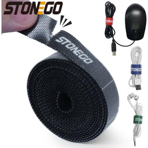 STONEGO Tearable USB Cable Winder Cable Organizer Ties Mouse Wire Earphone Holder HDMI Cord Free Cut Management Phone Hoop Tape