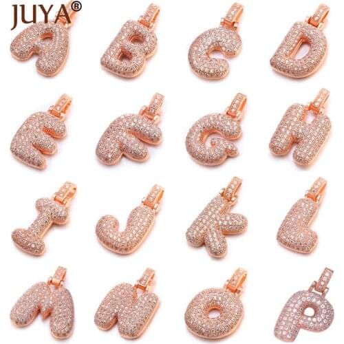 Juya Cubic Zirconia Alphabet Letter Charms Initial Necklace Pendants For Jewelry Making Women Men Gift Hand Made Wholesale