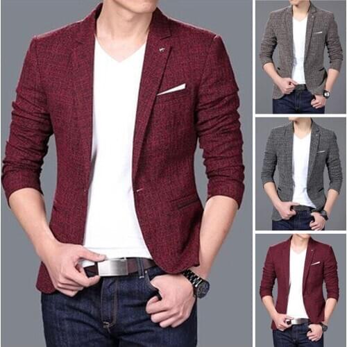 Casual Slim Fit One Button Business Suits Blazer Coat Jacket Outwear Tops Mens