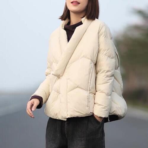 Retro stand collar down warm Parkas coat winter fashion brand thick warm down jacket female bread style fluffy down jacket F807