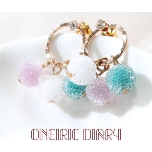 ONEIRIC DIARY Candy-colored Ball Earrings Flash Rhinestone Fashion Cute Earring Round Childhood Candy Design Female Jewelry