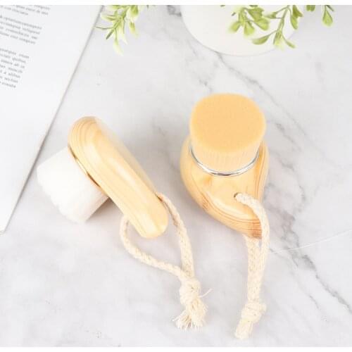 Manual Brush Bamboo Wood Handle Facial Cleansing Brush Soft Fber Bristle Hair Cleaning Face Skin Care Deep Pore Cleansing