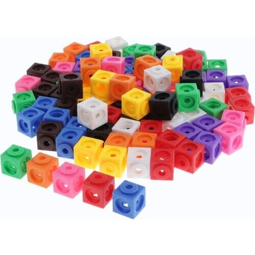 100x Early Education Cubes Linking Connecting Blocks Puzzles For Kids Building and Construction Kits