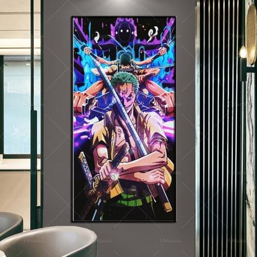 Modern Canvas Painting Anime Poster One Piece Roronoa Zoro Wall Art Modular Pictures For Corridor Bedroom Decoration Home Frame