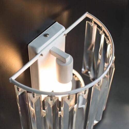 Modern Simple Crystal Wall Lights White Body for Home Lighting Bedroom Lamp E14 Living Room Study Wall Lamp