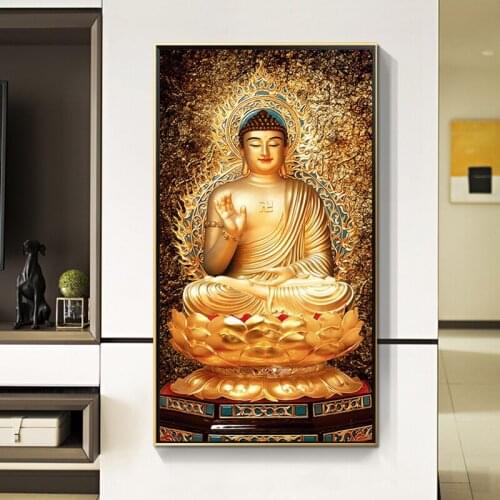 Modern Golden Buddha Art Canvas Paintings on The Wall Prints and Posters Wall Art Pictures Cuadros for Living Room No Frame