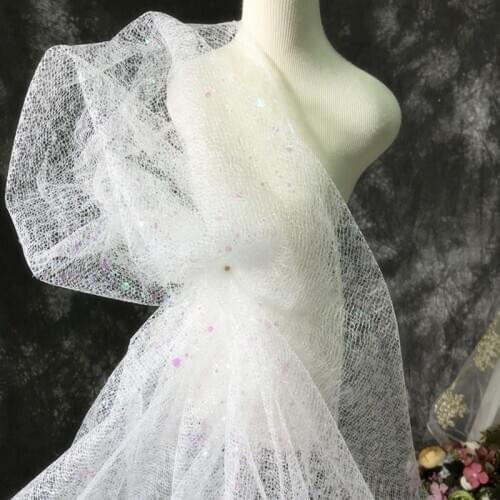 1yard Symphony colorful hard mesh creative fragments laser sequins for designer wedding party background fabrics L569