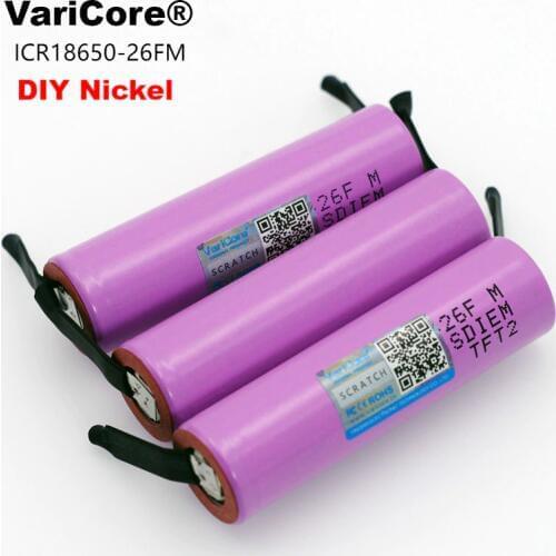 VariCore New 18650 ICR18650-26FM 2600mAh Li-ion 3.7v Rechargeable Battery DIY Nickel batteries