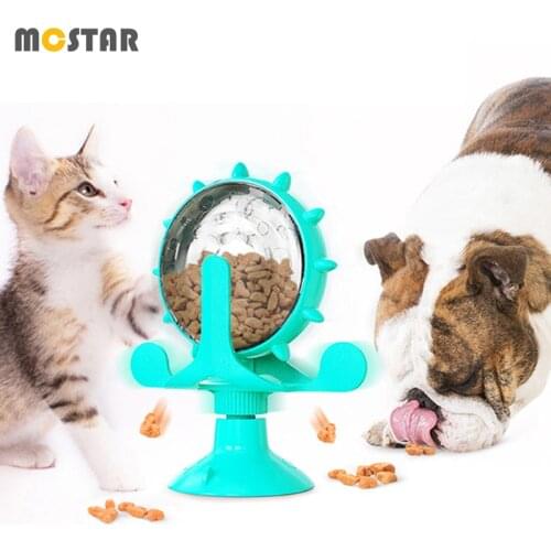 MC Star Pet Windmill Turntable Feeder Food Leakage Dispenser Dog Cat Fun Slow Food Toy Rotating Food Interactive Feeding Device