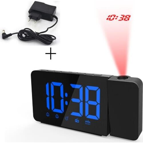 Always On Projection Alarm Clock Large Display FM Radio Clocks Backlight Change Home Decoration Watch With DC Power Projector