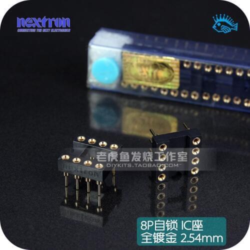 1pcs/5pcs 8P full gold-plated luxury IC seat Nextron original Taiwan DIP-8 round hole socket audio fever amplifier