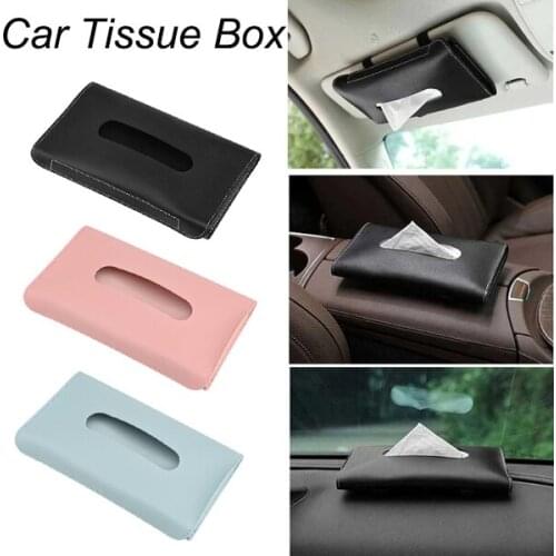 1Pc PU Leather Car Sun Visor Tissue Box Holder Car Interior Accessories