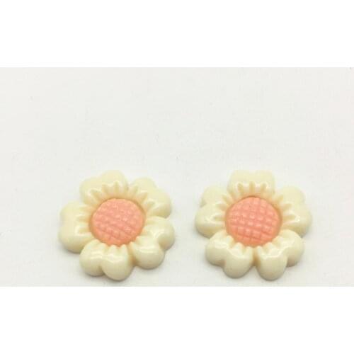 20pcs 23mm Ivory+Peach Resin Sunflowers Flatbacks Cabochons Embellishments DIY Scrapbooking For Phone Decorations Crafts