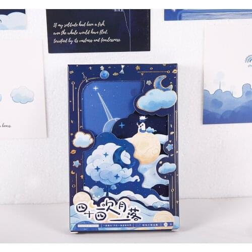 30 Pcs/Set Forty-four Moonsets Series Postcard INS Style Hollowed Greeting Cards Message Card Birthday Gift Card
