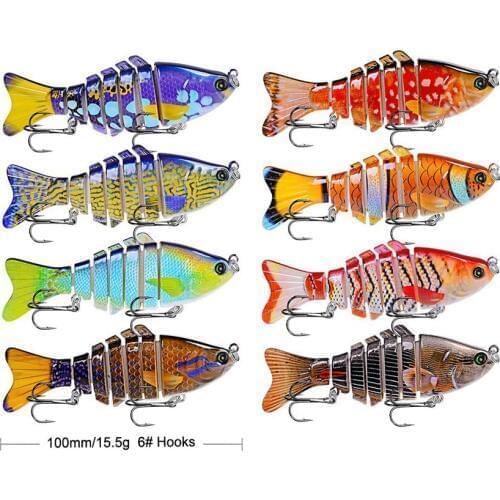 8pcs 10cm 15.5g Wobbler Pike Fishing Lure Multi Jointed Sections Crankbait Artificial Hard Bait Swimbait Fake Fish Fishing Tools